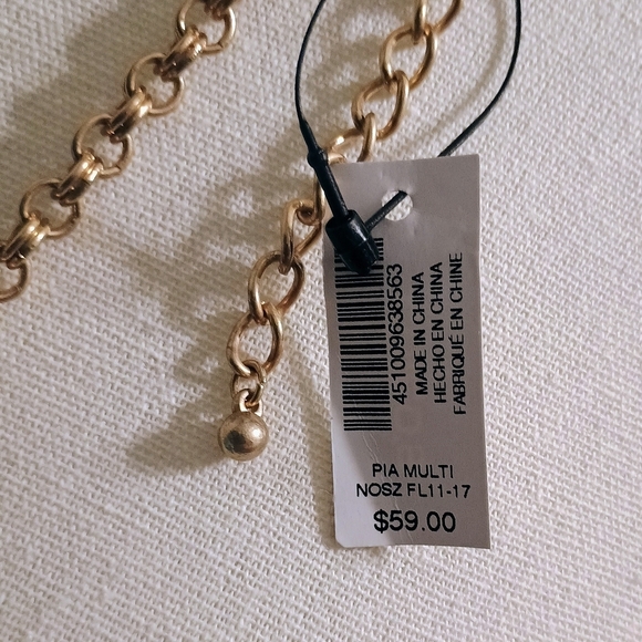 NWT Chico's PIA Multi-Strand Faux Pearl & Gold Chain Necklace - Picture 6 of 6